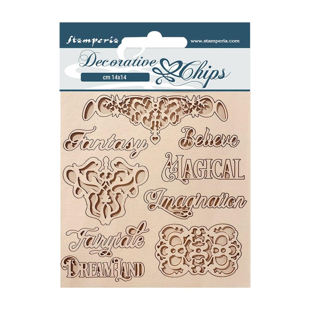 Stamperia Magic Forest 5.5"X5.5" Decorative Chips: Writing & Plates (SCB162)
