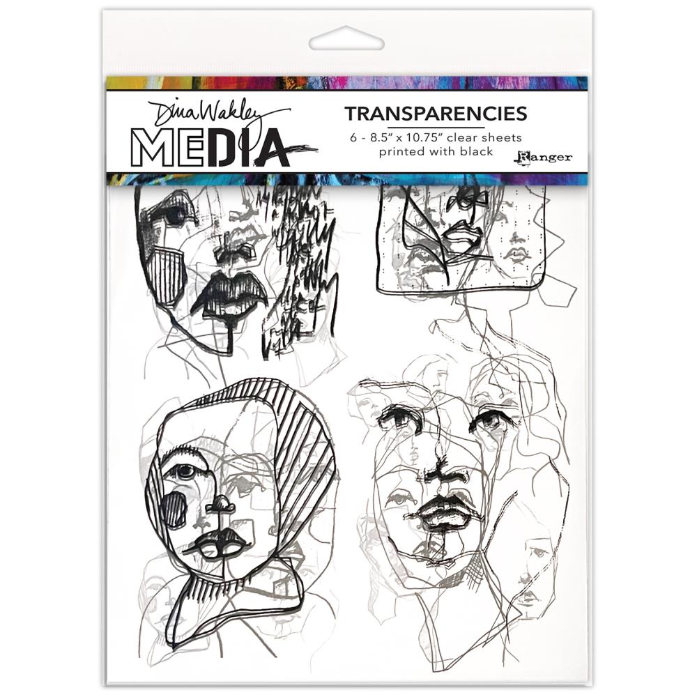Dina Wakley 8.5"X10.75" Media Transparencies: Abstract Portraits Set 2, 6/Pkg (MDA82040)