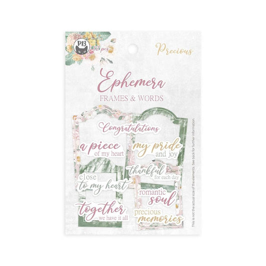 P13 Precious Ephemera Cardstock Die-Cuts: Frames & Words, 12/Pkg (P13PRE37)