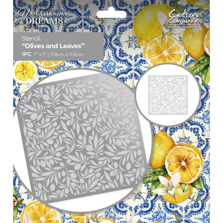 Crafter's Companion Mediterranean Dreams 7"X7" Stencil: Olives & Leaves (MEDOAL)