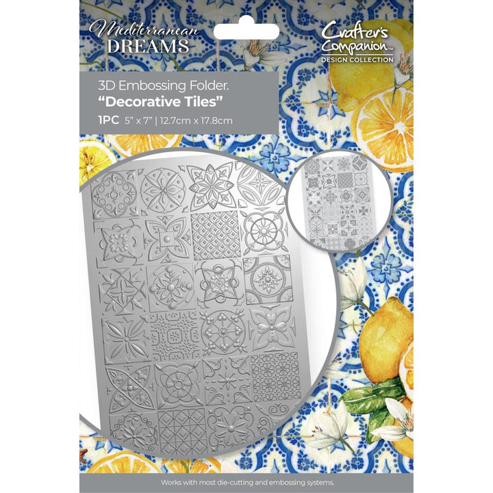 Crafter's Companion Mediterranean Dreams 3D Embossing Folder: Decorative Tiles (MED3DDT)