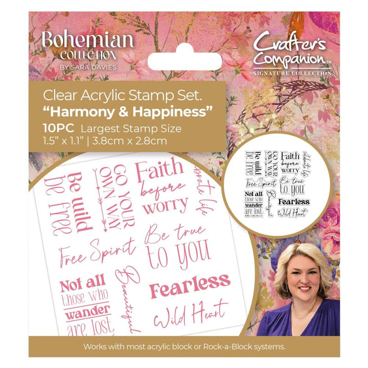 Crafter's Companion Sara Signature Bohemian Sentiments Clear Stamps: Harmony & Happiness (BOHHAHA)