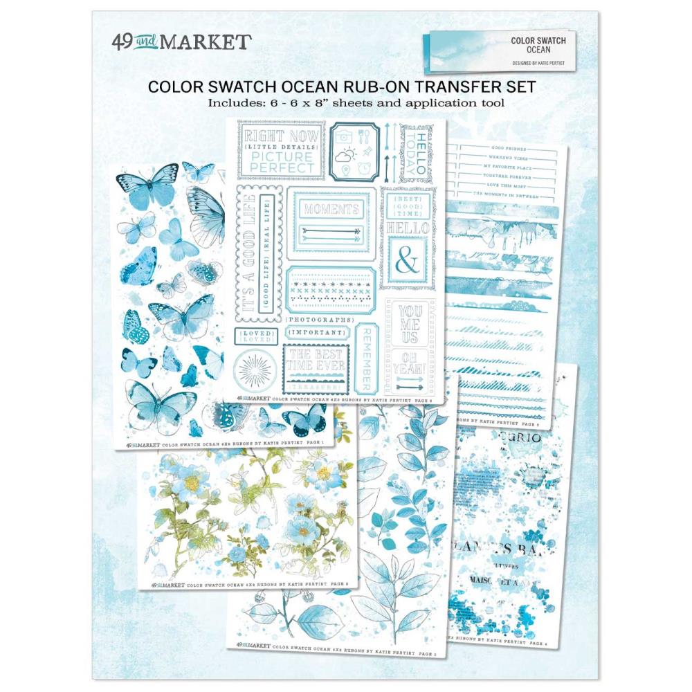 49 and Market Color Swatch: Ocean 6"X8" Rub-Ons, 6/Sheets (CSO41084)