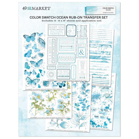 49 and Market Color Swatch: Ocean 6"X8" Rub-Ons, 6/Sheets (CSO41084)