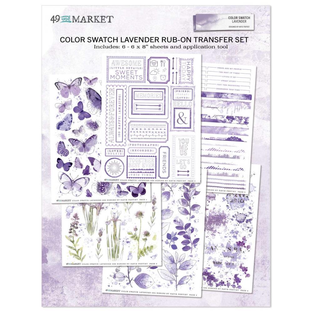 49 and Market Color Swatch: Lavender 6"X8" Rub-Ons, 6/Sheets (CSL41435)