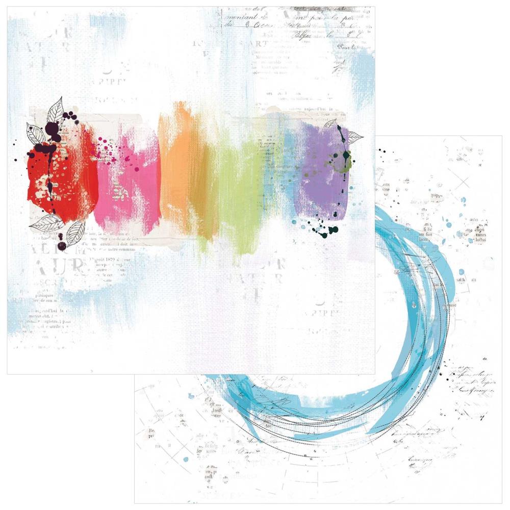 49 and Market Spectrum Gardenia Painted Foundations 12"X12" Double-Sided Cardstock: Ink Splotch (49SG1223497)