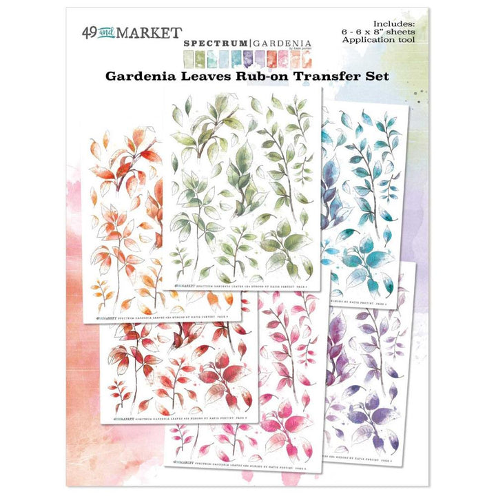 49 and Market Spectrum Gardenia 6"X8" Rub-Ons: Leaves, 6 Sheets (SG23688)