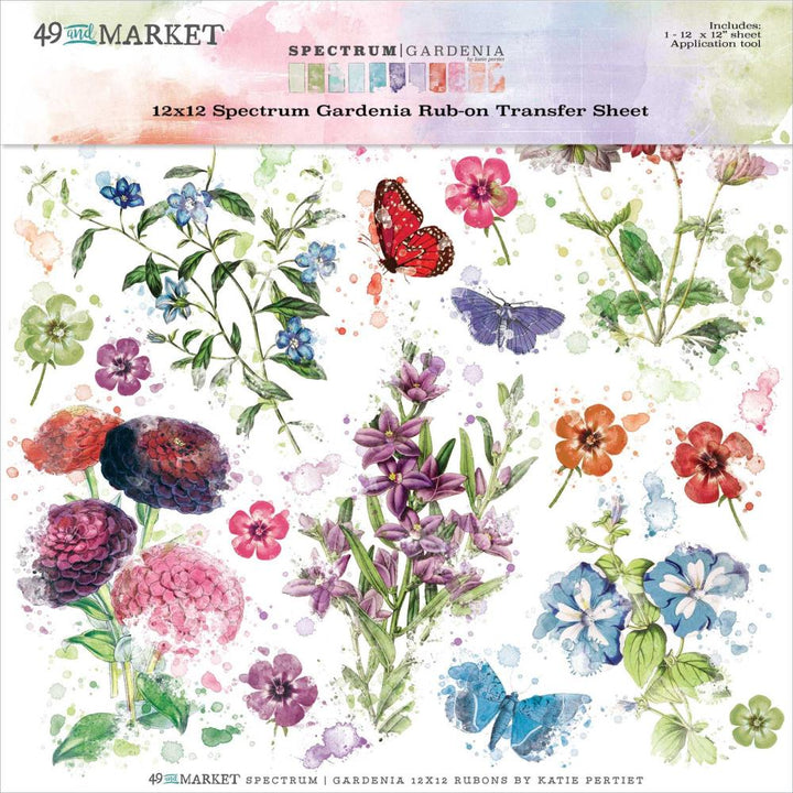 49 and Market Spectrum Gardenia 12"X12" Rub-Ons, 1 Sheet (SG23701)