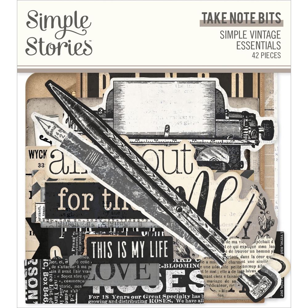 Simple Stories Simple Vintage Essentials Bits & Pieces Die-Cuts: Take Note, 42/Pkg (SVE20416)