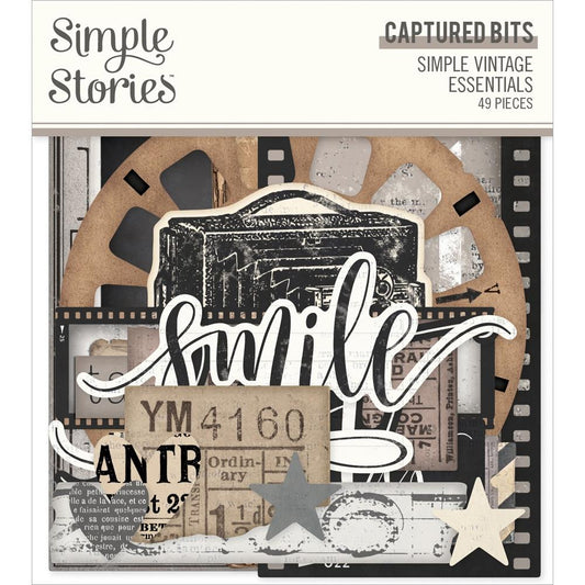 Simple Stories Simple Vintage Essentials Bits & Pieces Die-Cuts: Captured, 49/Pkg (SVE20417)