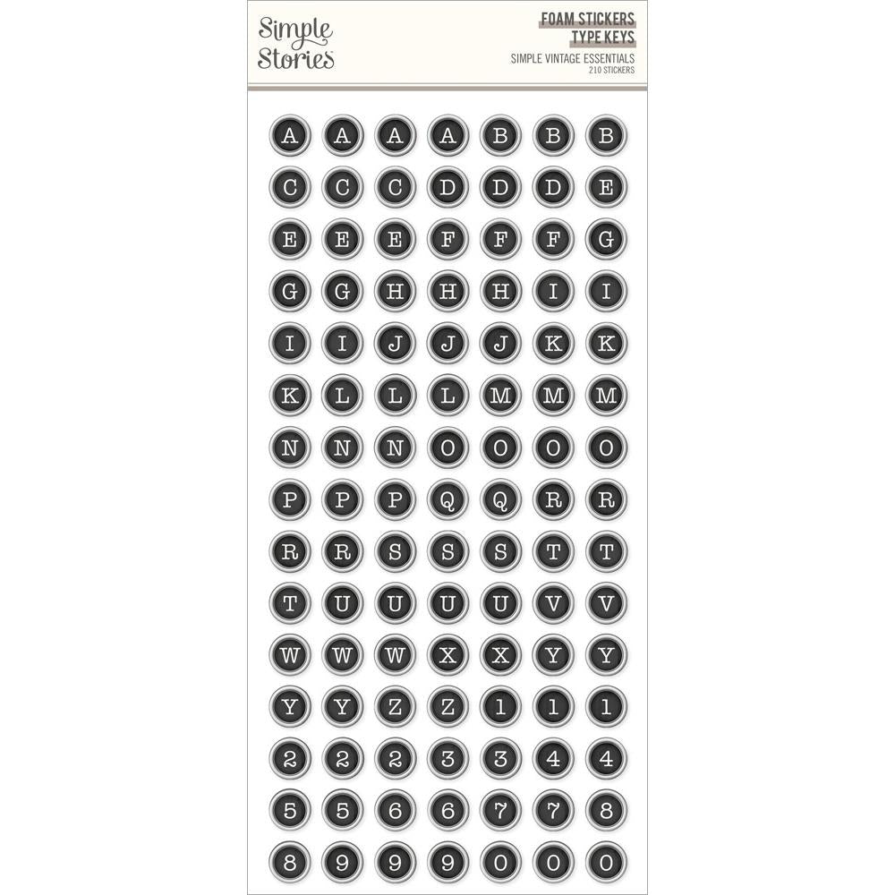 Simple Stories Simple Vintage Essentials Foam Stickers: Type Keys, 210/Pkg (SVE20423)