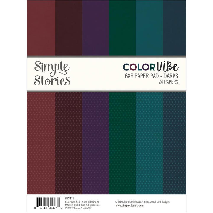 Simple Stories Color Vibe 6"X8" Double-Sided Paper Pad: Darks, 24/Pkg (SCV13471)