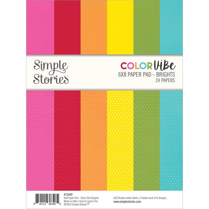 Simple Stories Color Vibe 6"X8" Double-Sided Paper Pad: Brights, 24/Pkg (SCV13492)