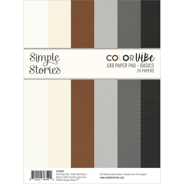 Simple Stories Color Vibe 6"X8" Double-Sided Paper Pad: Basics, 24/Pkg (SCV13493)