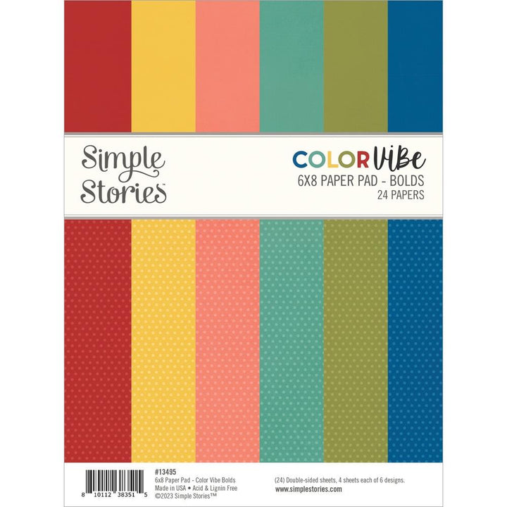 Simple Stories Color Vibe 6"X8" Double-Sided Paper Pad: Bolds, 24/Pkg (SCV13495)