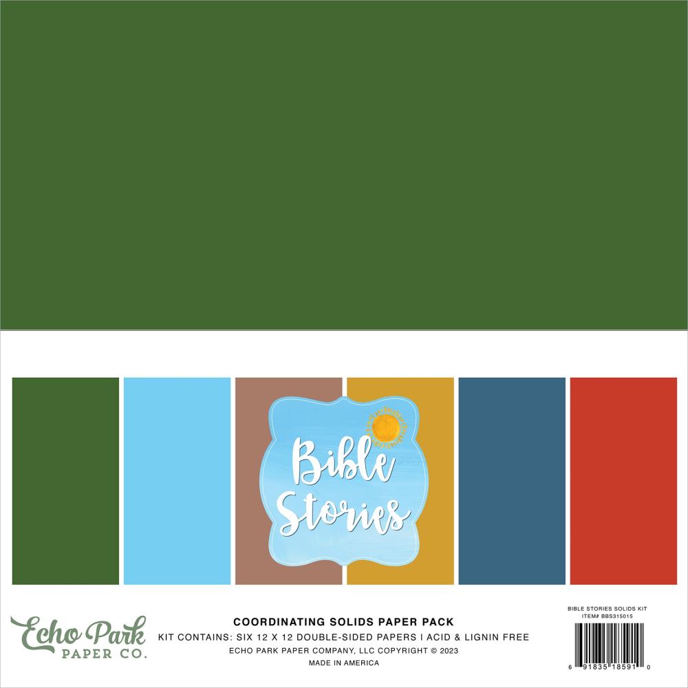 Echo Park Bible Stories 12"X12" Double-Sided Solid Cardstock: Solids, 6/Pkg (BS315015)