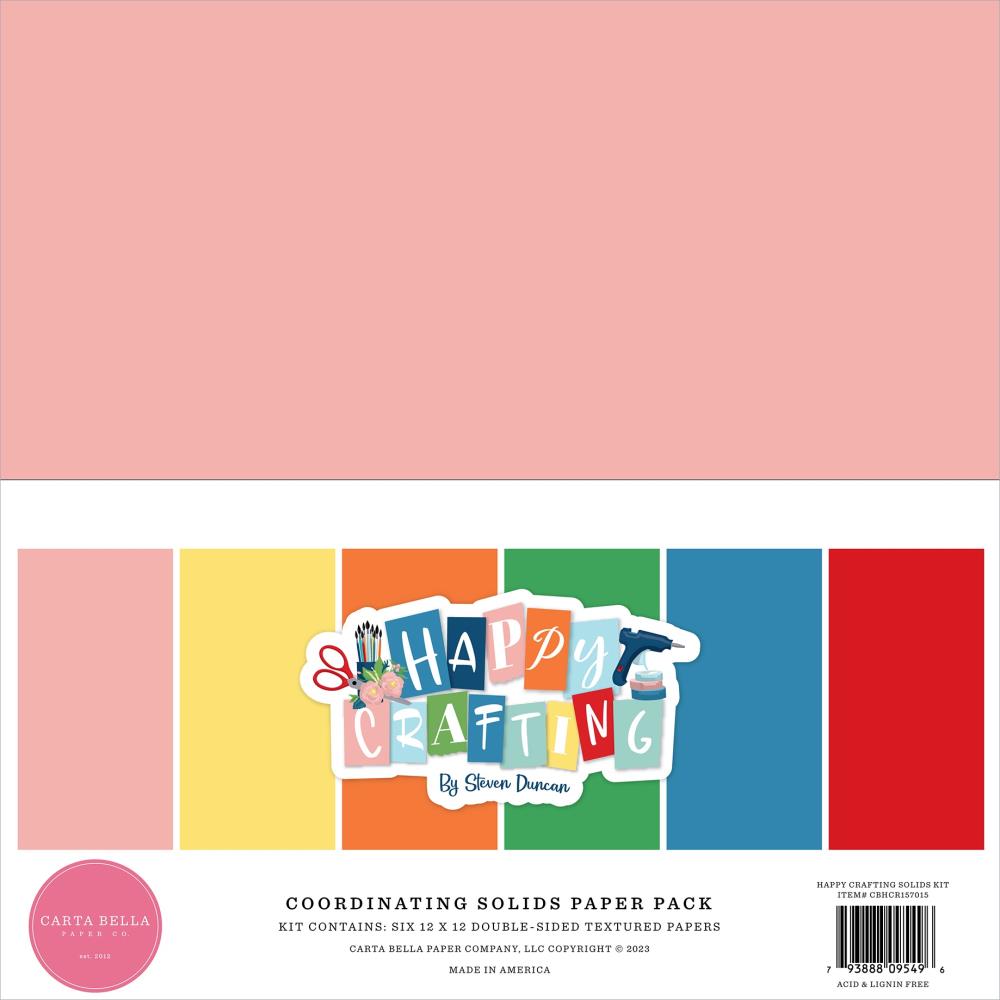 Carta Bella Happy Crafting 12"X12" Double-Sided Solid Cardstock, 6/Pkg (CR157015)