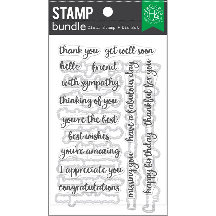 Hero Arts Clear Stamp & Die Combo: Friendly Messages (HASB350)