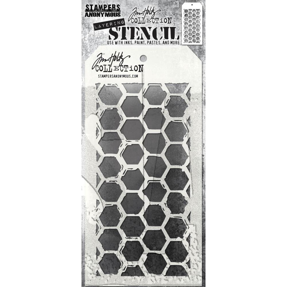 Tim Holtz 4"X8.5" Layering Stencil: Brush Hex, by Stampers Anonymous (THS166)