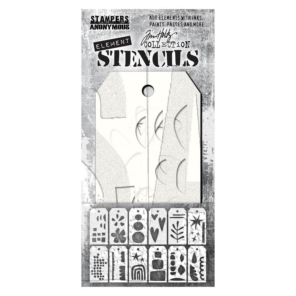 Tim Holtz Element Stencils: Everyday Art, 12/Pkg, by Stampers Anonymous (EST004)
