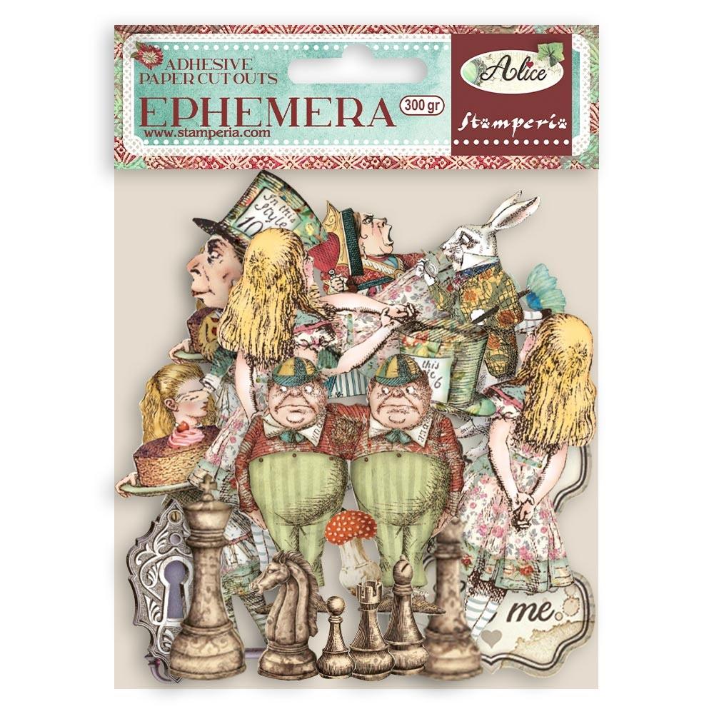 Stamperia Alice Forever Cardstock Ephemera Adhesive Paper Cut Outs (DFLCT15)