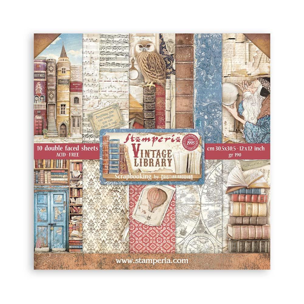 Stamperia Vintage Library 12"X12" Double-Sided Paper Pad, 10/Pkg (SBBL132)