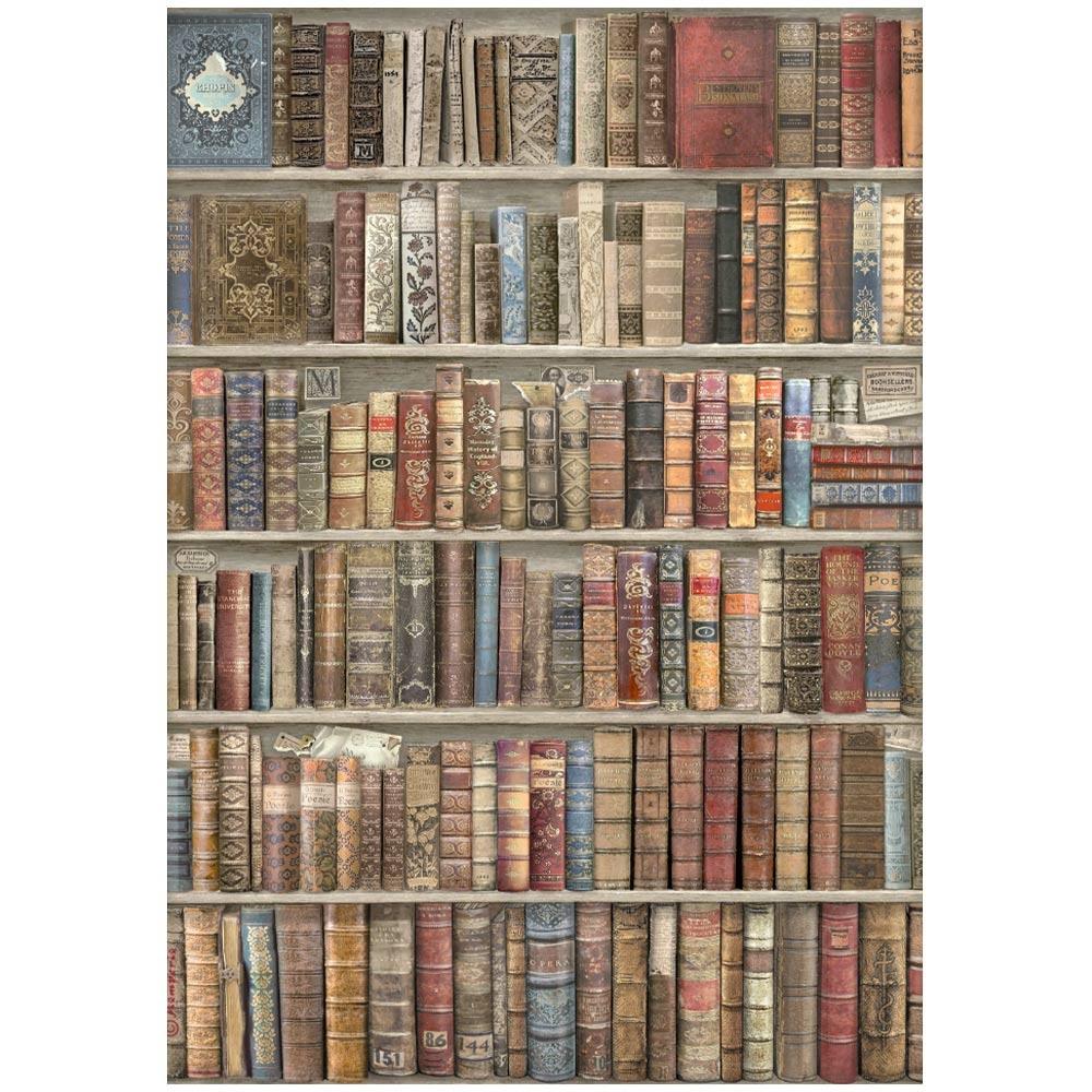 Stamperia Vintage Library A4 Rice Paper Sheet: Bookcase (DFSA4754)