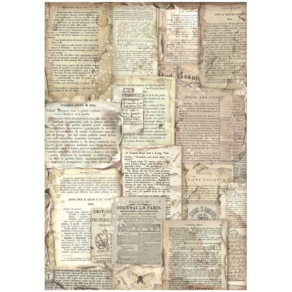 Stamperia Vintage Library A4 Rice Paper Sheet: Book Pages (DFSA4758)