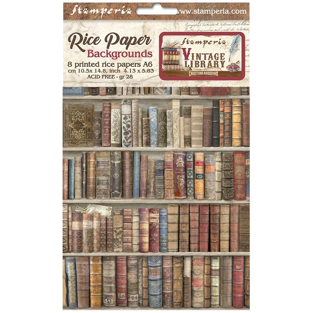 Stamperia Vintage Library A4 Assorted Rice Paper, 8 Sheets (FSAK6001)