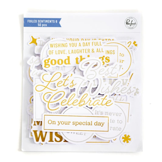 Pinkfresh Studio Foiled Ephemera Pack: Sentiments, 50/Pkg (PF200823)