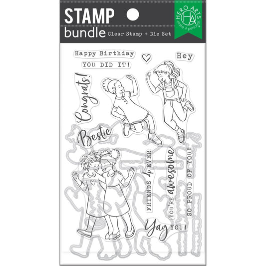 Hero Arts Clear Stamp & Die Combo: Besties (HASB366)