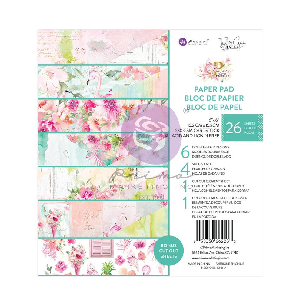 Prima Marketing Postcards From Paradise 6"X6" Double-Sided Paper Pad, 26/Pkg (PC662233)