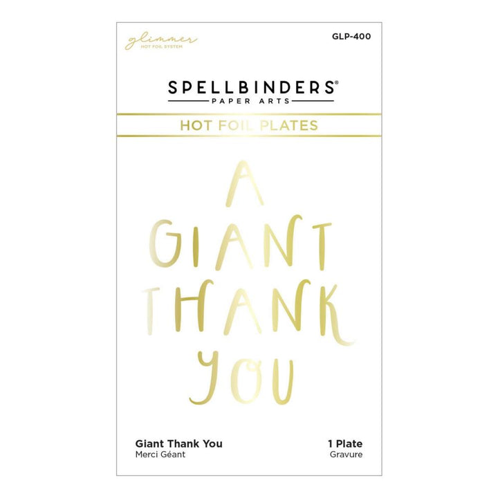 Spellbinders Glimmer Cardfront Sentiments Glimmer Hot Foil Plate: Giant Thank You (GLP400)