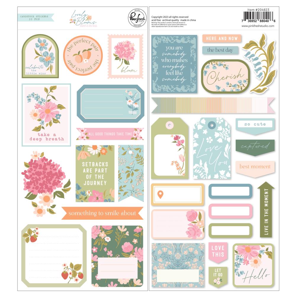 Pinkfresh Studio Lovely Blooms Cardstock Stickers (PF204623)