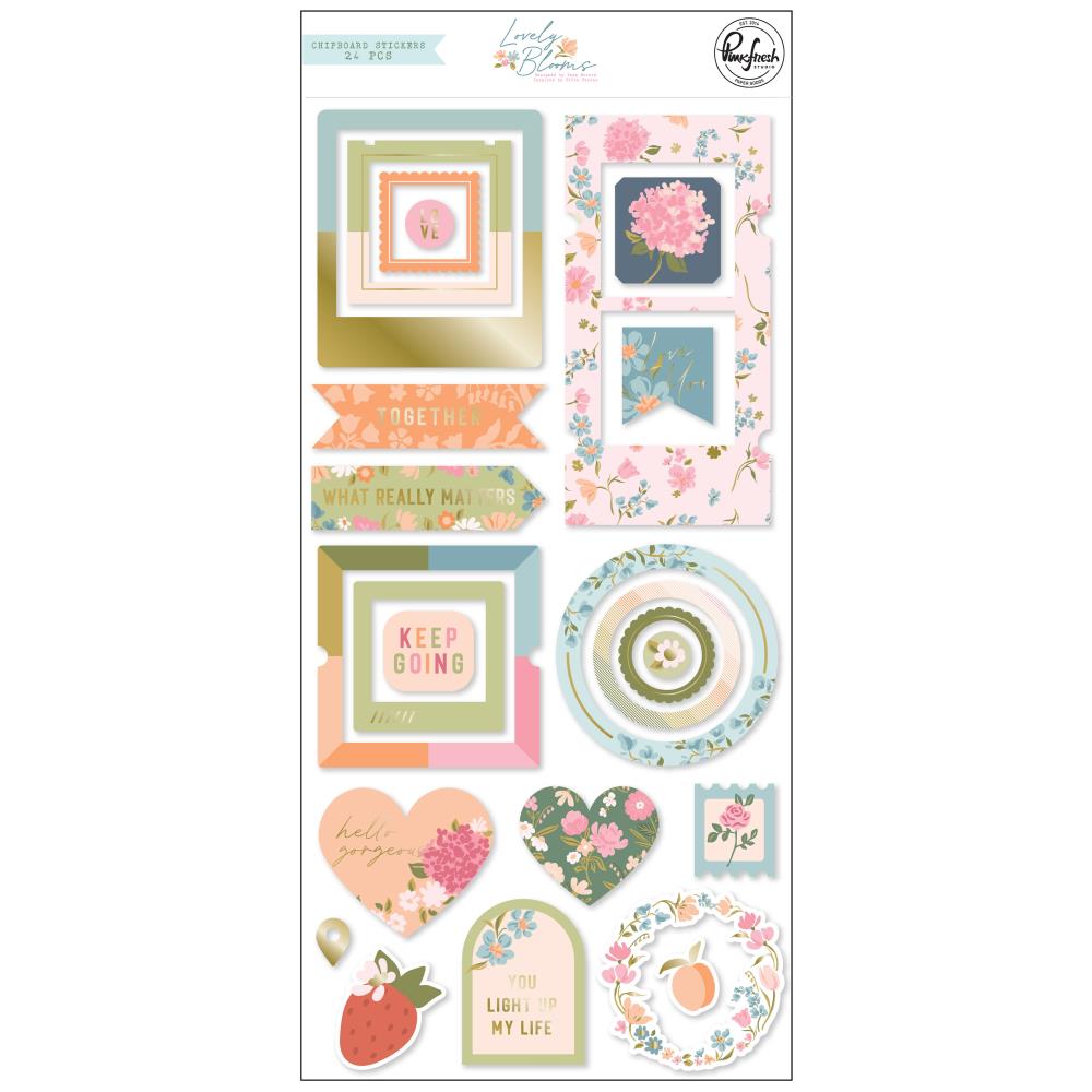Pinkfresh Studio Lovely Blooms Chipboard Stickers (PF204723)