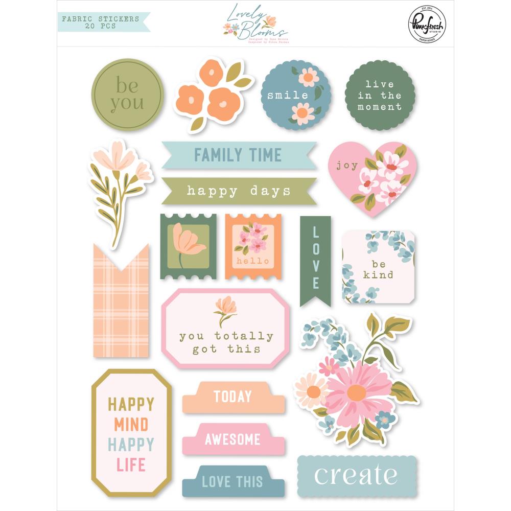 Pinkfresh Studio Lovely Blooms Fabric Stickers (PF204923)