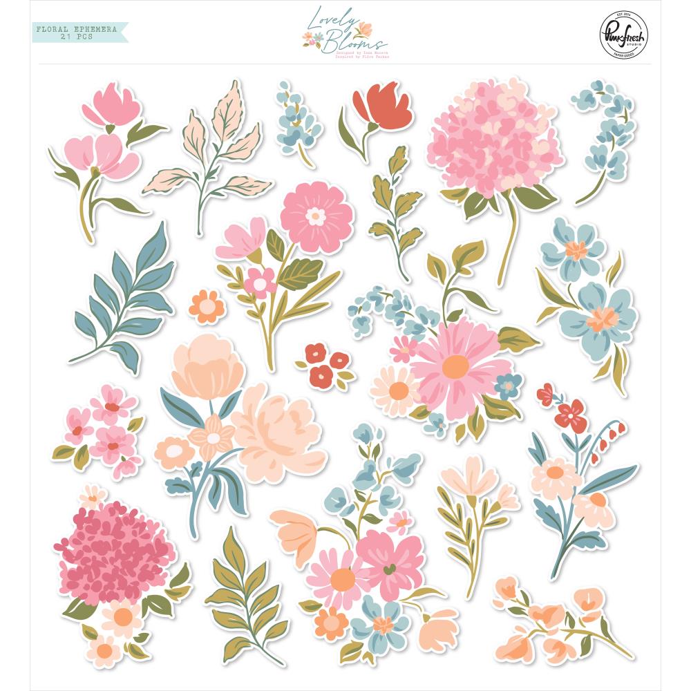 Pinkfresh Studio Lovely Blooms Cardstock Die-Cuts Ephemera Pack, 38/Pkg (PF205023)