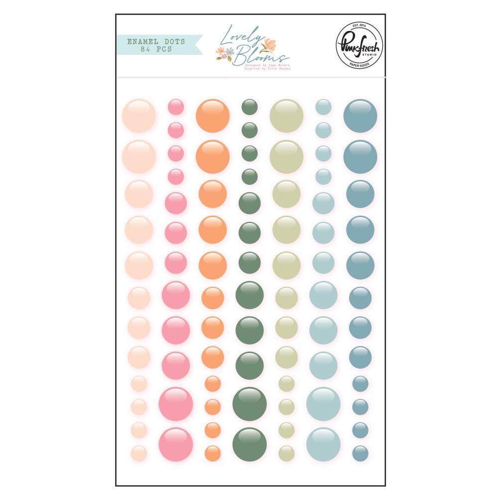 Pinkfresh Studio Lovely Blooms Enamel Dot Stickers, 84/Pkg (PF205423)