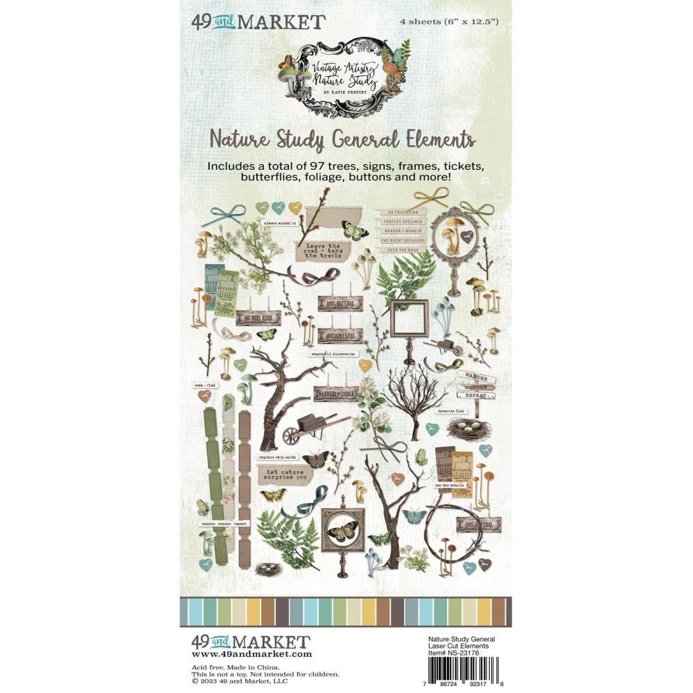 49 and Market Vintage Artistry Nature Study Laser Cut Outs: Elements (NS23176)