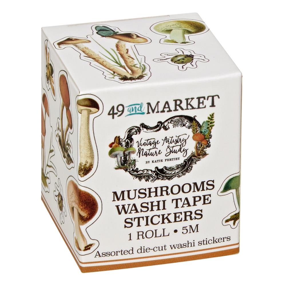 49 and Market Vintage Artistry Nature Study Washi Sticker Roll: Mushrooms (NS23244)