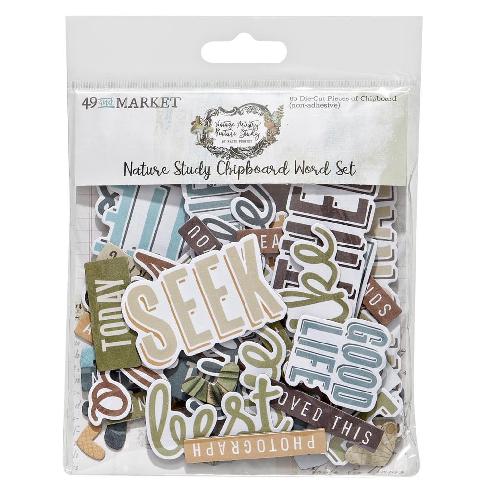 49 and Market Vintage Artistry Nature Study Chipboard Word Set (NS23268)