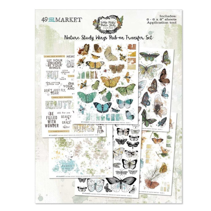 49 and Market Vintage Artistry Nature Study 6"X8" Rub-Ons: Wings (NS23299)