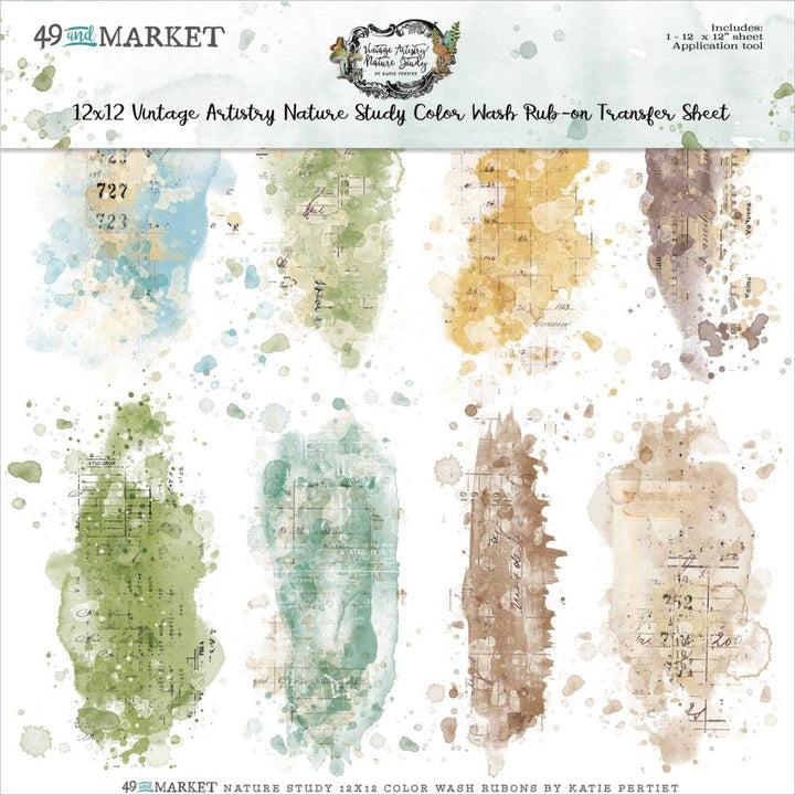 49 and Market Vintage Artistry Nature Study 12"X12" Rub-Ons: Color Wash (NS23343)