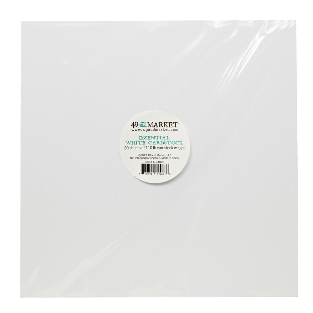 49 and Market Essential 12"X12" Cardstock: White, 20/Pkg (E24029)