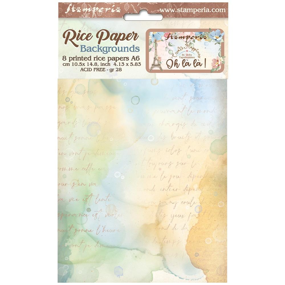 Stamperia Oh La La A6 Assorted Rice Paper: Backgrounds, 8/Pkg (FSAK6002)