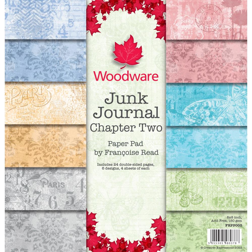 Woodware 8"X8" Double-Sided Paper Pad: Junk Journal Chapter 2, 24/Pkg, By Francoise Read (FRPP003)