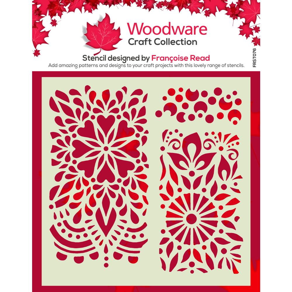 Woodware 6"X6" Stencil: Floral Panels (FRST076)