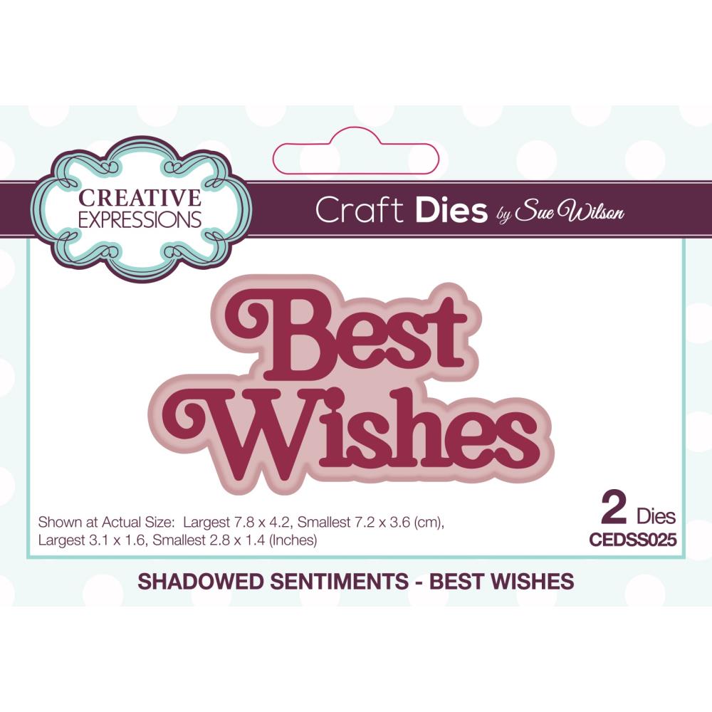 Creative Expressions Craft Dies: Shadowed Sentiments - Best Wishes, By Sue Wilson (CEDSS025)