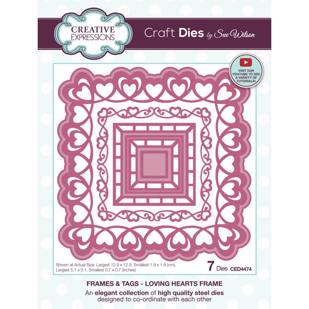Creative Expressions Craft Dies: Love & Romance - Loving Hearts Frame, By Sue Wilson (CED4474)