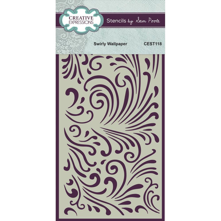 Creative Expressions 4"X8" Stencil: Swirly Wallpaper, By Sam Poole (CEST118)